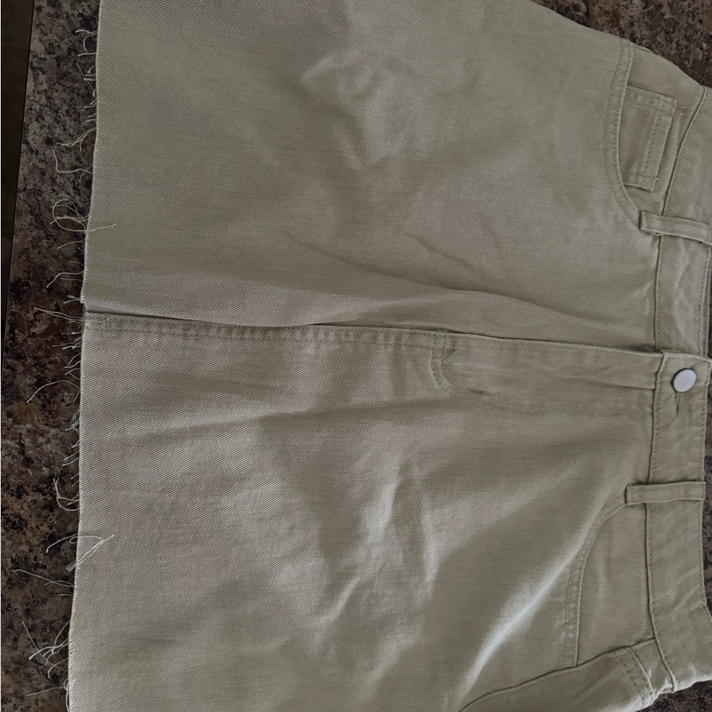 Beige Denim Mini Skirt